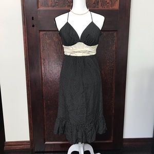 Voom by Joy Han silk/leather ruffled dress XS